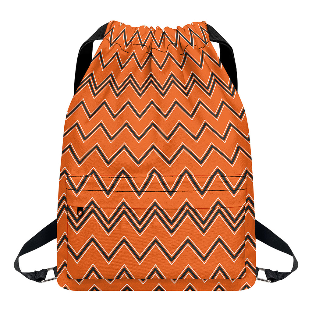 Halloween Zig Zag Pattern Print Drawstring Backpack