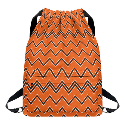 Halloween Zig Zag Pattern Print Drawstring Backpack