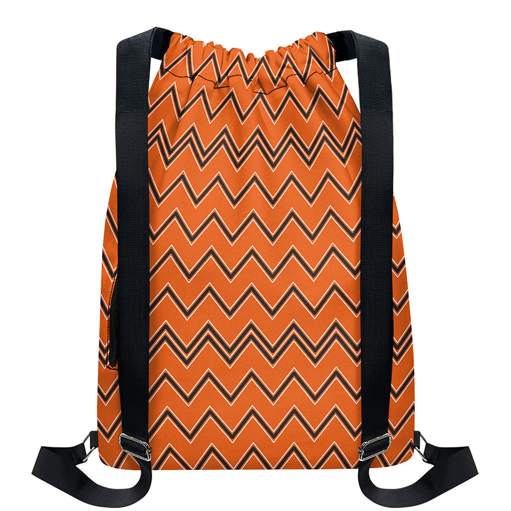 Halloween Zig Zag Pattern Print Drawstring Backpack