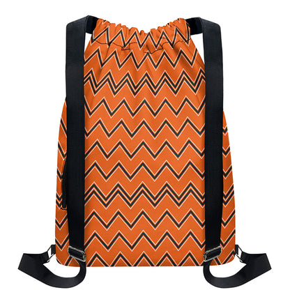 Halloween Zig Zag Pattern Print Drawstring Backpack