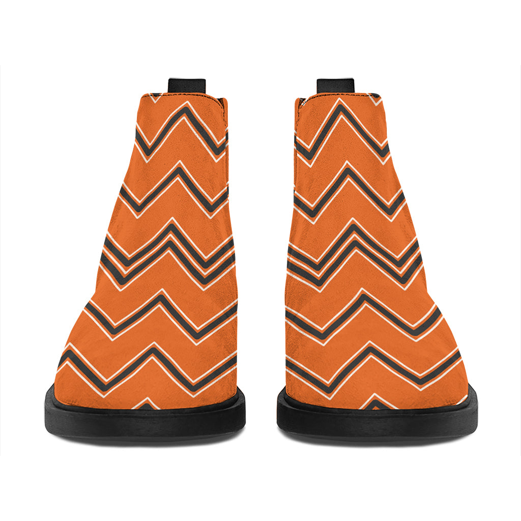 Halloween Zig Zag Pattern Print Flat Ankle Boots