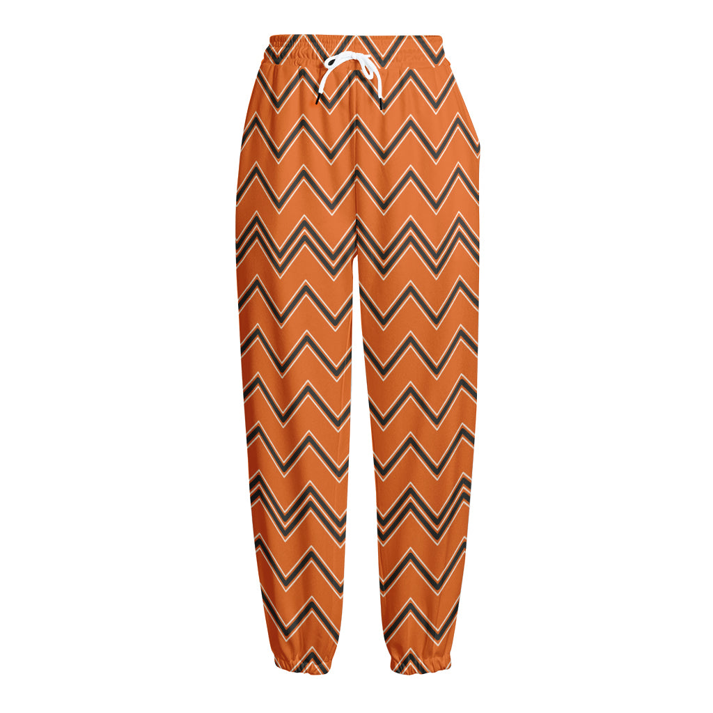 Halloween Zig Zag Pattern Print Fleece Lined Knit Pants