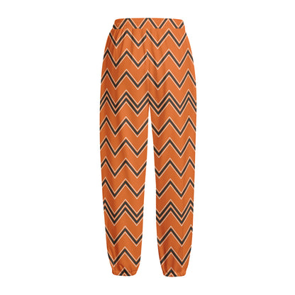Halloween Zig Zag Pattern Print Fleece Lined Knit Pants