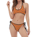 Halloween Zig Zag Pattern Print Halter Scoop Tie Side Bikini