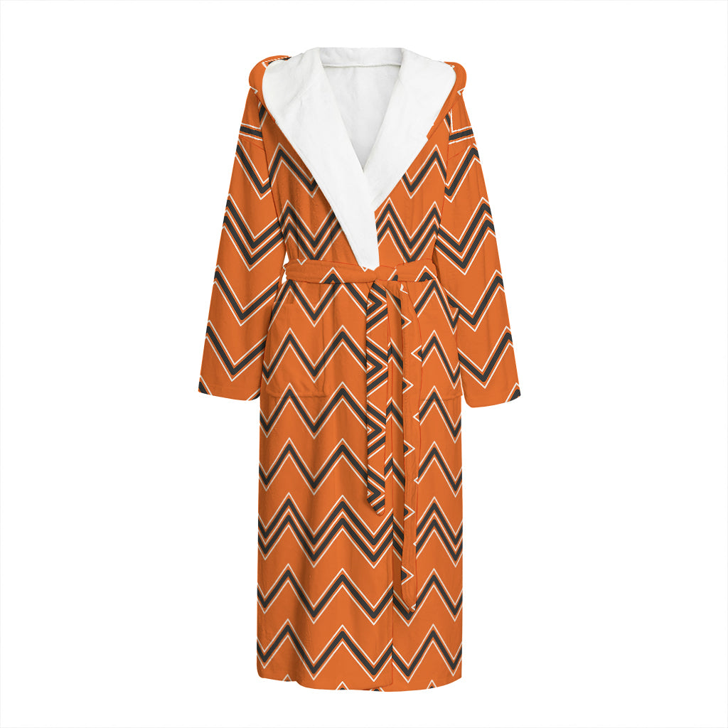 Halloween Zig Zag Pattern Print Hooded Bathrobe