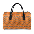 Halloween Zig Zag Pattern Print Leather Duffel Bag