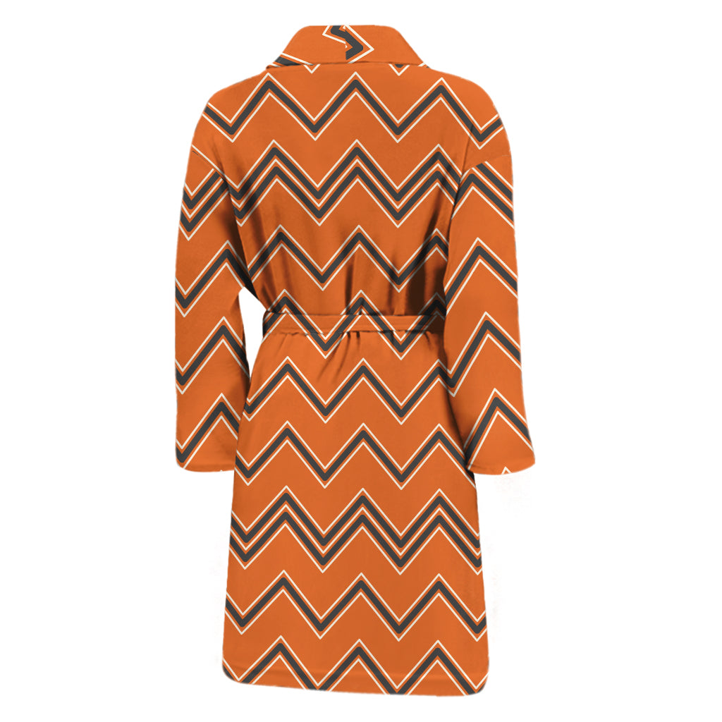 Halloween Zig Zag Pattern Print Men's Bathrobe