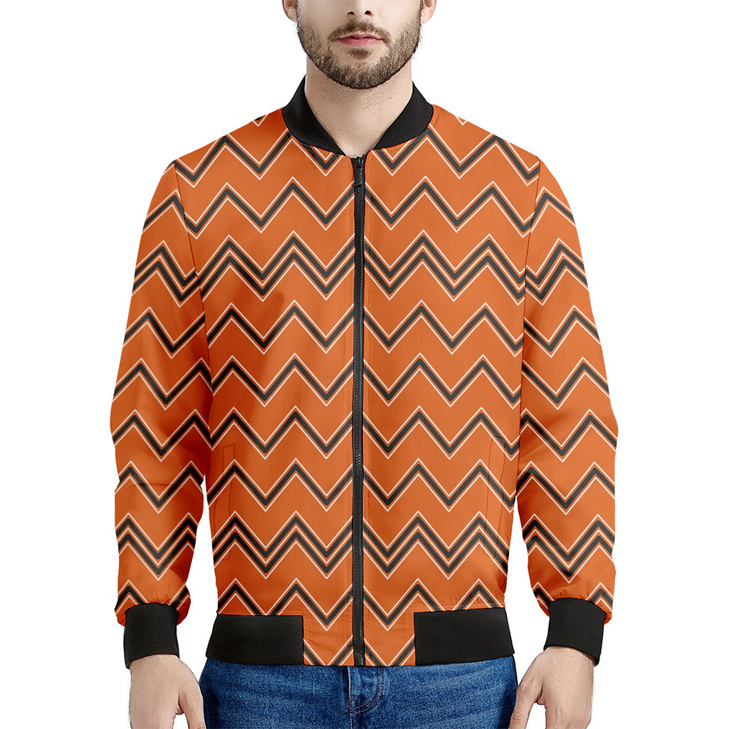Halloween Zig Zag Pattern Print Men's Bomber Jacket