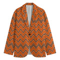 Halloween Zig Zag Pattern Print Men's Cotton Blazer