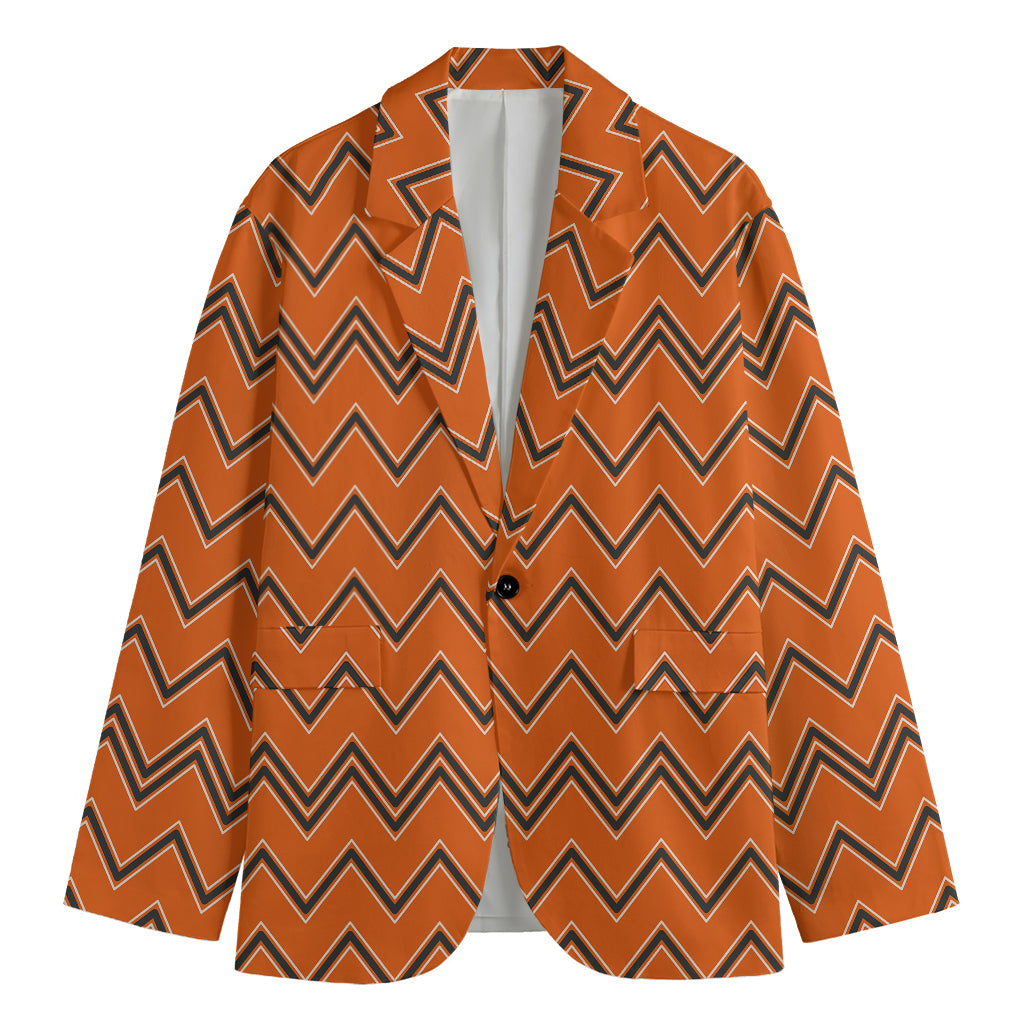 Halloween Zig Zag Pattern Print Men's Cotton Blazer