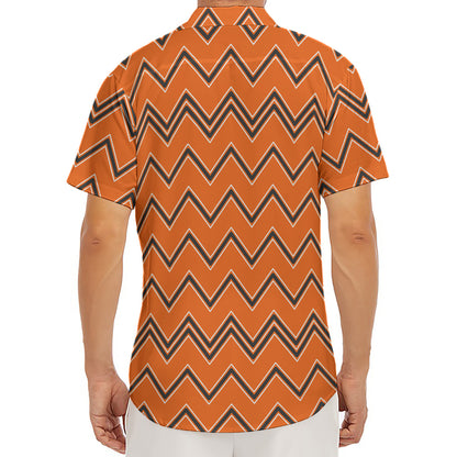 Halloween Zig Zag Pattern Print Men's Deep V-Neck Shirt