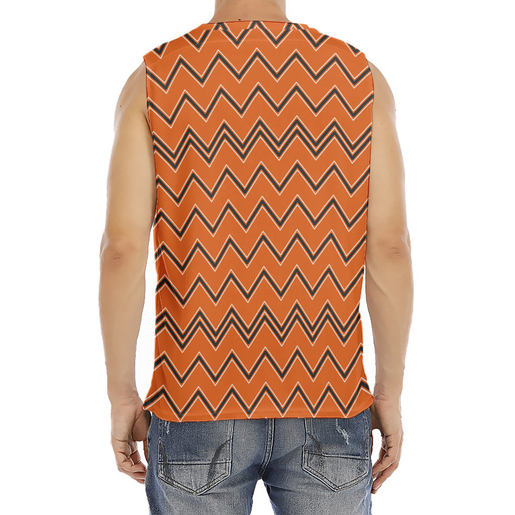 Halloween Zig Zag Pattern Print Men's Fitness Tank Top