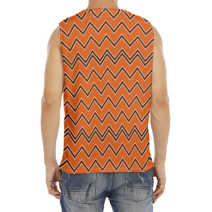 Halloween Zig Zag Pattern Print Men's Fitness Tank Top
