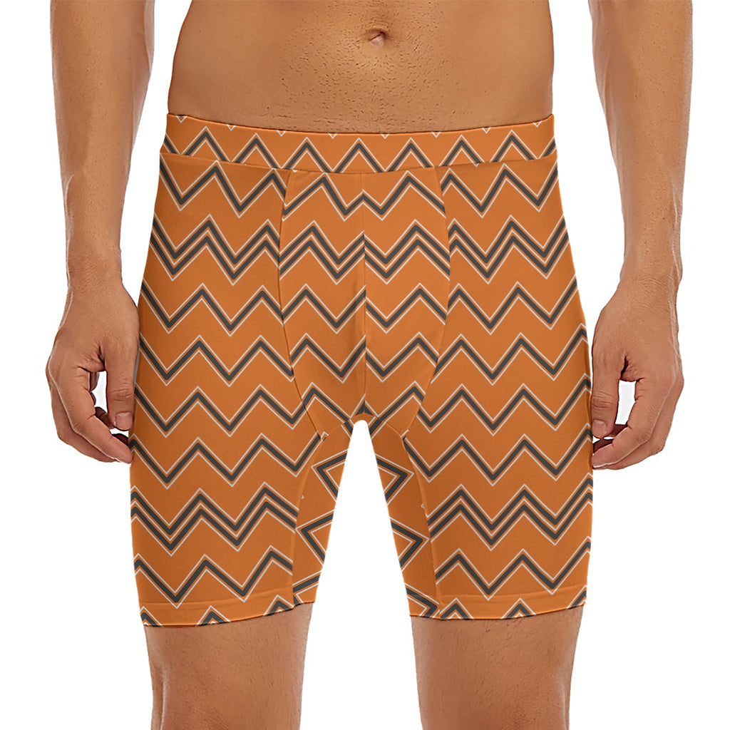 Halloween Zig Zag Pattern Print Men's Long Boxer Briefs