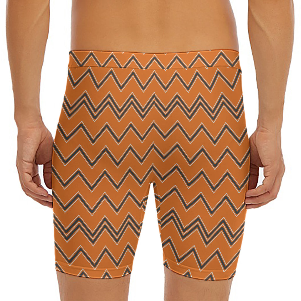 Halloween Zig Zag Pattern Print Men's Long Boxer Briefs
