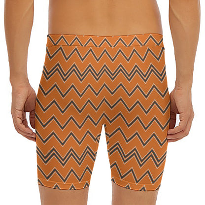 Halloween Zig Zag Pattern Print Men's Long Boxer Briefs