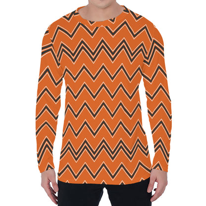 Halloween Zig Zag Pattern Print Men's Long Sleeve T-Shirt