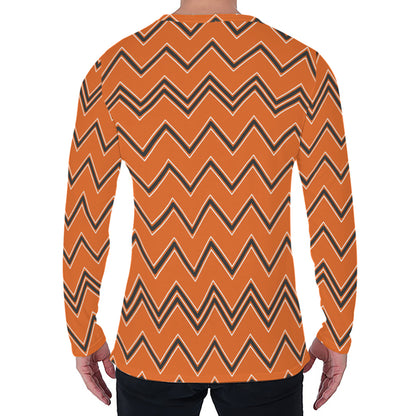 Halloween Zig Zag Pattern Print Men's Long Sleeve T-Shirt