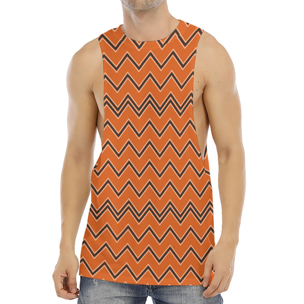 Halloween Zig Zag Pattern Print Men's Muscle Tank Top