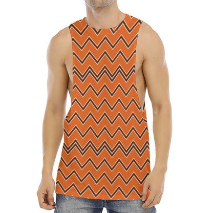 Halloween Zig Zag Pattern Print Men's Muscle Tank Top