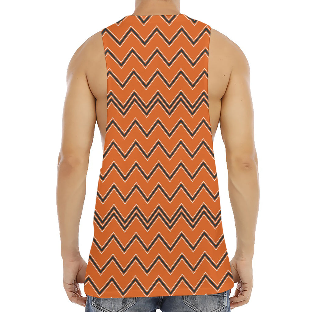Halloween Zig Zag Pattern Print Men's Muscle Tank Top