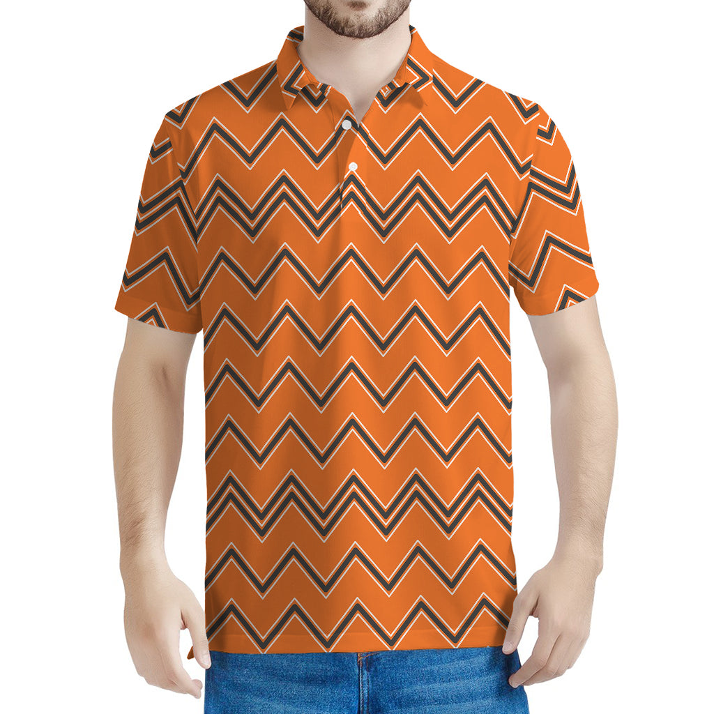 Halloween Zig Zag Pattern Print Men's Polo Shirt