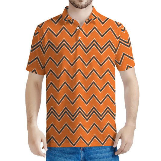 Halloween Zig Zag Pattern Print Men's Polo Shirt