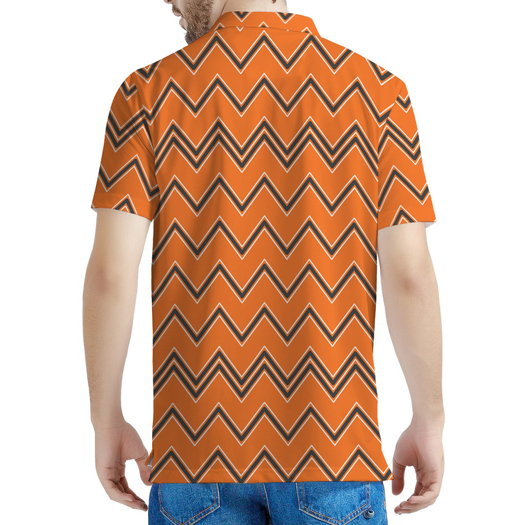 Halloween Zig Zag Pattern Print Men's Polo Shirt