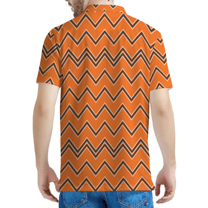Halloween Zig Zag Pattern Print Men's Polo Shirt