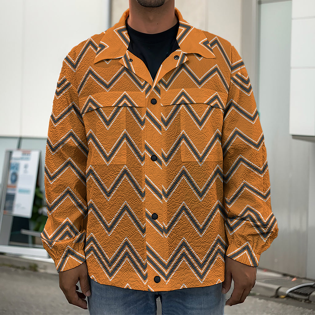 Halloween Zig Zag Pattern Print Men's Shirt Jacket
