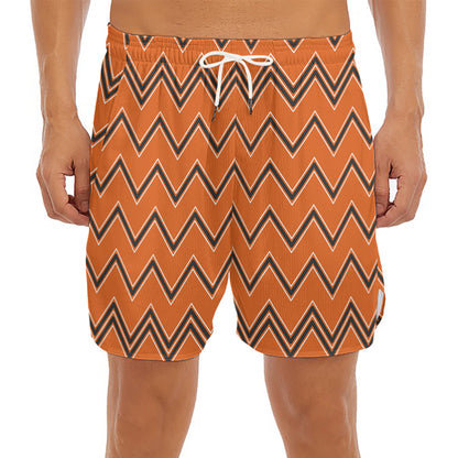 Halloween Zig Zag Pattern Print Men's Split Running Shorts