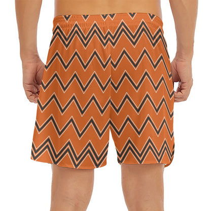 Halloween Zig Zag Pattern Print Men's Split Running Shorts
