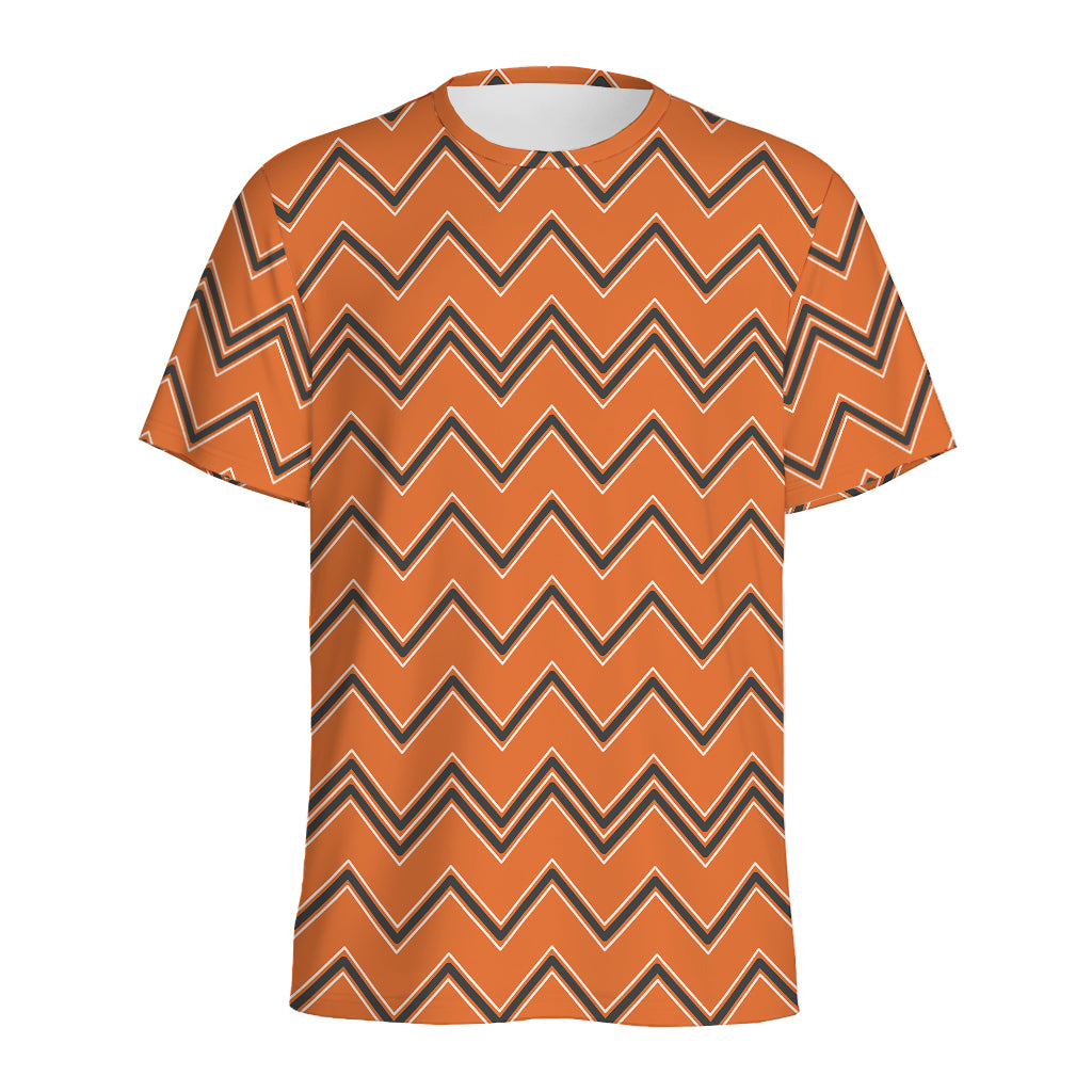 Halloween Zig Zag Pattern Print Men's Sports T-Shirt