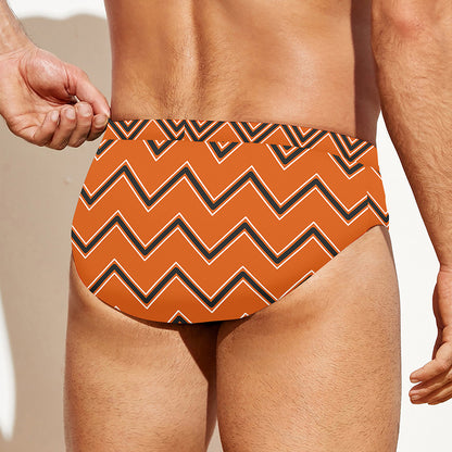 Halloween Zig Zag Pattern Print Men's Swim Briefs