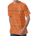 Halloween Zig Zag Pattern Print Men's Velvet T-Shirt
