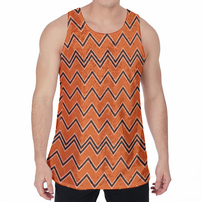 Halloween Zig Zag Pattern Print Men's Velvet Tank Top