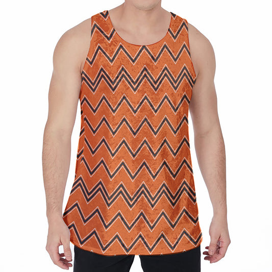 Halloween Zig Zag Pattern Print Men's Velvet Tank Top
