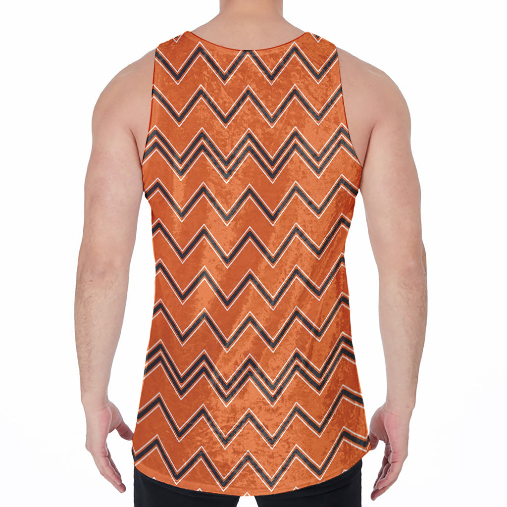 Halloween Zig Zag Pattern Print Men's Velvet Tank Top