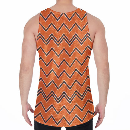 Halloween Zig Zag Pattern Print Men's Velvet Tank Top