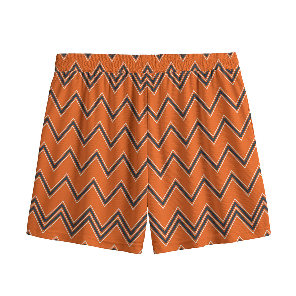 Halloween Zig Zag Pattern Print Mesh Shorts