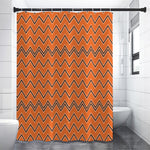 Halloween Zig Zag Pattern Print Premium Shower Curtain