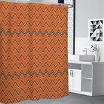 Halloween Zig Zag Pattern Print Premium Shower Curtain