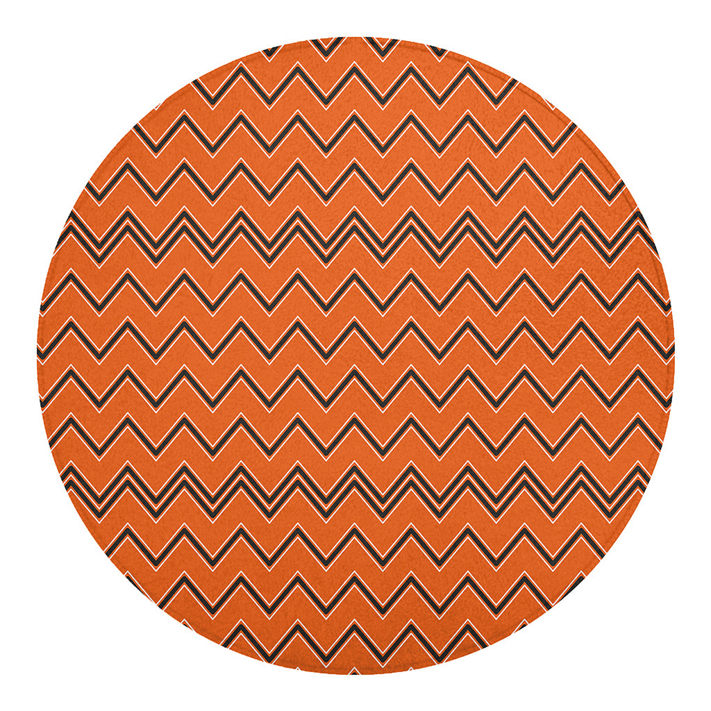 Halloween Zig Zag Pattern Print Round Blanket