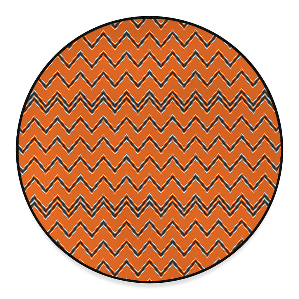 Halloween Zig Zag Pattern Print Round Floor Mat
