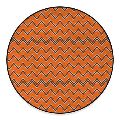 Halloween Zig Zag Pattern Print Round Floor Mat