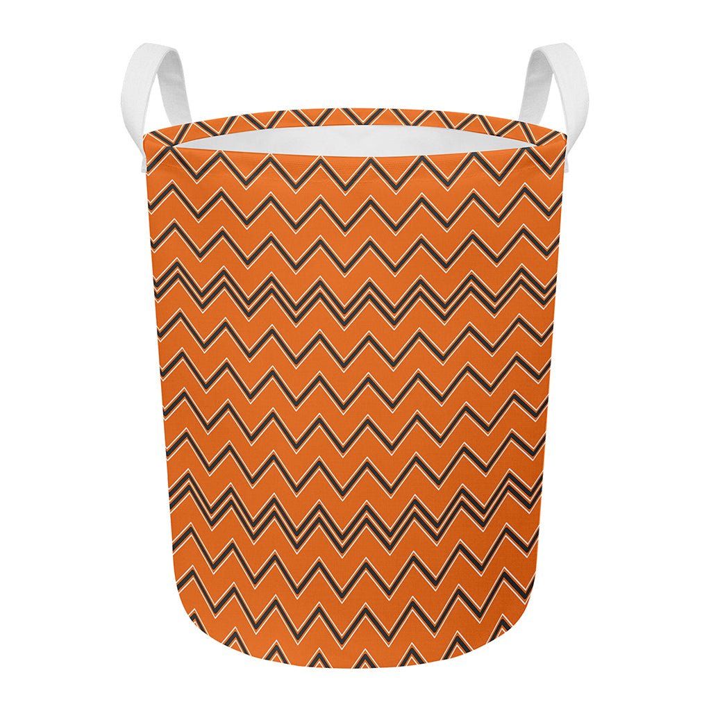 Halloween Zig Zag Pattern Print Round Laundry Basket