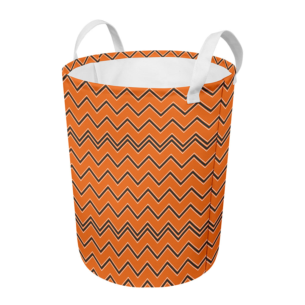 Halloween Zig Zag Pattern Print Round Laundry Basket
