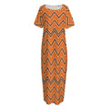 Halloween Zig Zag Pattern Print Short Sleeve Long Nightdress