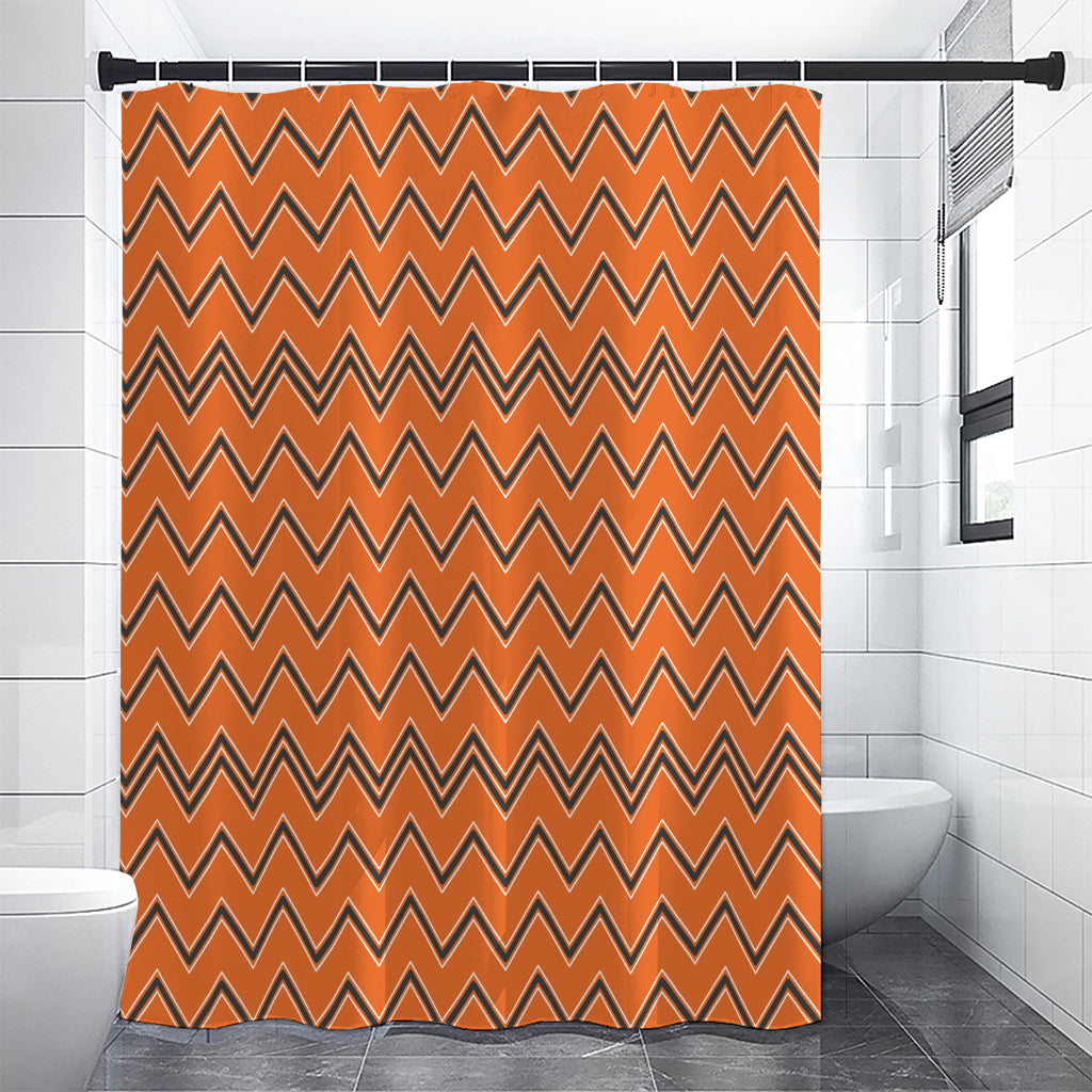 Halloween Zig Zag Pattern Print Shower Curtain