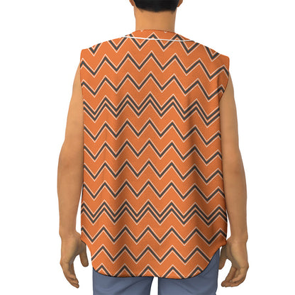 Halloween Zig Zag Pattern Print Sleeveless Baseball Jersey